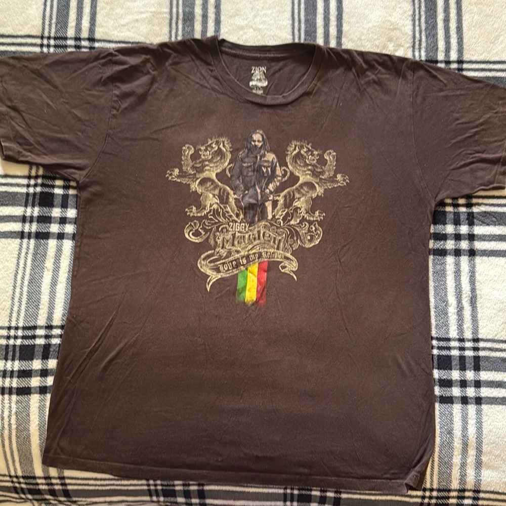 Men’s Ziggy Marley Love is my Religion band tour tshirt brown size large